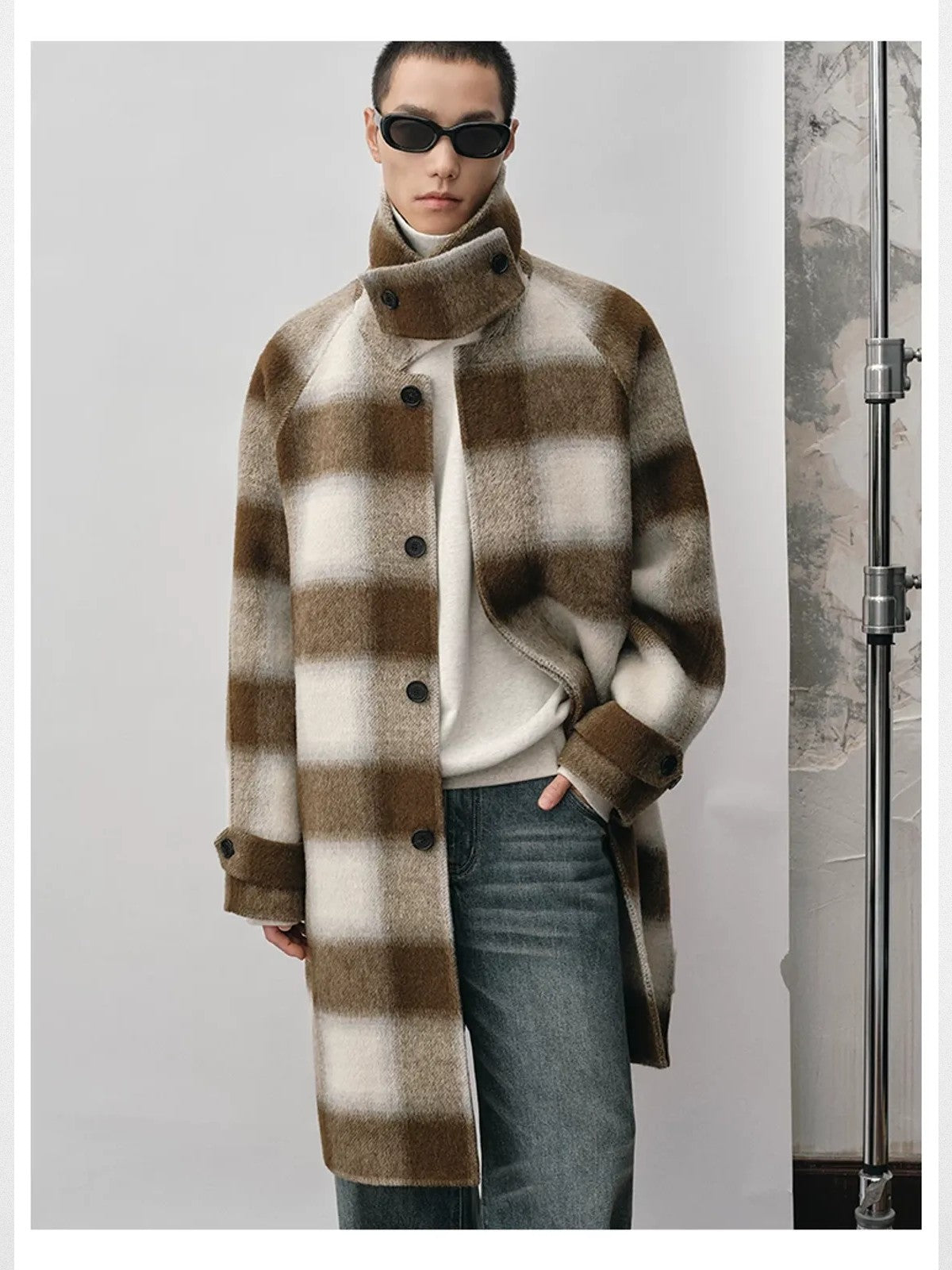 NANS Distressed Straight Leg Jeans in Denim - On Model