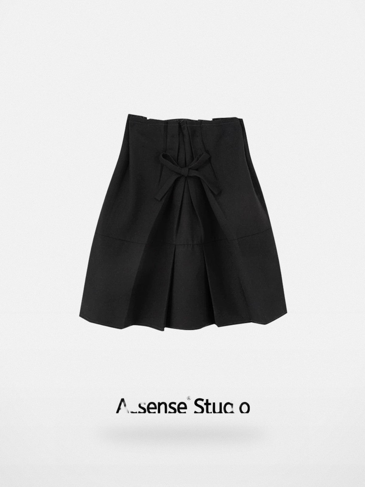 ACSENSE STUDIO Wool Blend Plaid High Waist Skirt in Black