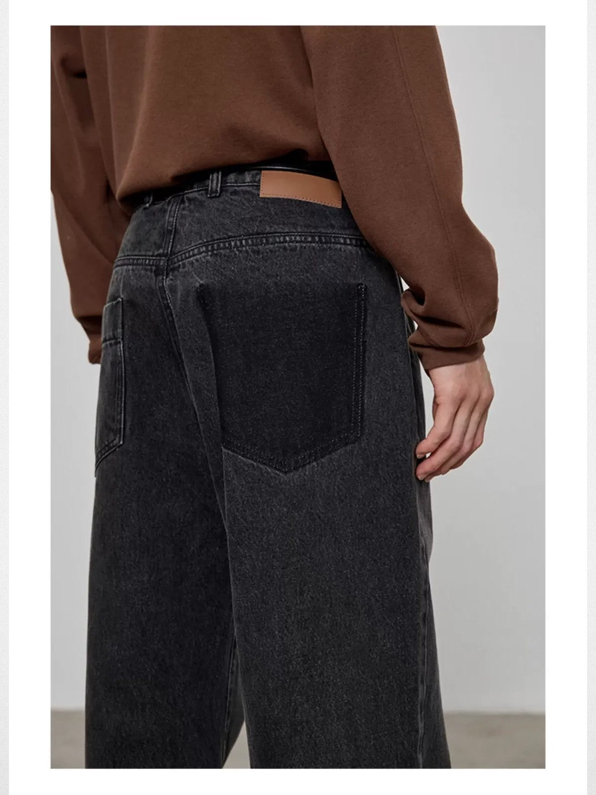 NANS Distressed 14oz Micro Flare Jeans in Gray - On Model