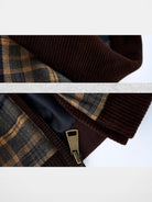 Amee Vintage Plaid Cropped Jacket in Brown - Detail