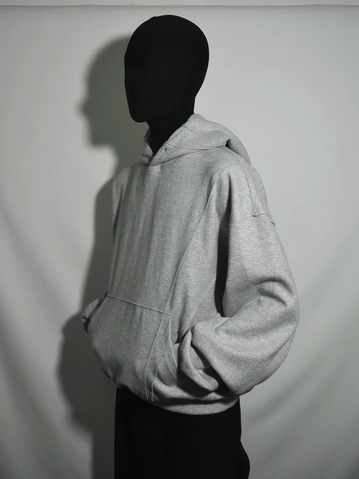 AFterTaste Boxy Ribbed Cotton Hoodie in Gray - On Model