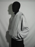 AFterTaste Boxy Ribbed Cotton Hoodie in Gray - On Model
