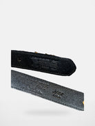 SWFI Far East Leopard Print Pony Hair Leather Belt in Black - Detail
