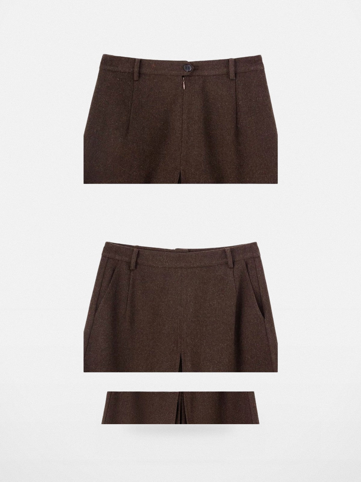 ACSENSE STUDIO Wool Blend Pleated Culottes in Brown - Detail
