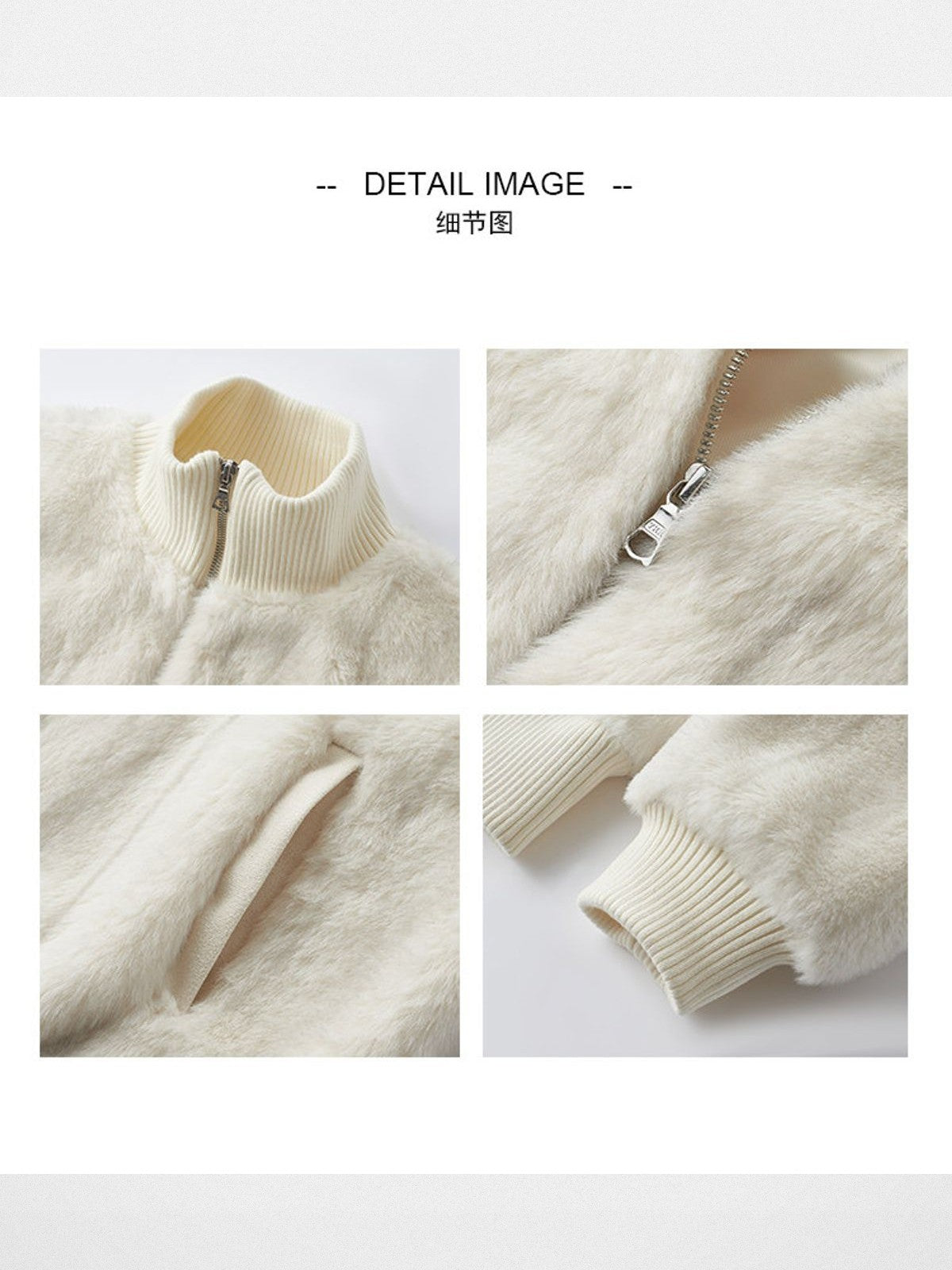 Y OFFICIAL Short Faux Fur Jacket in White - Detail