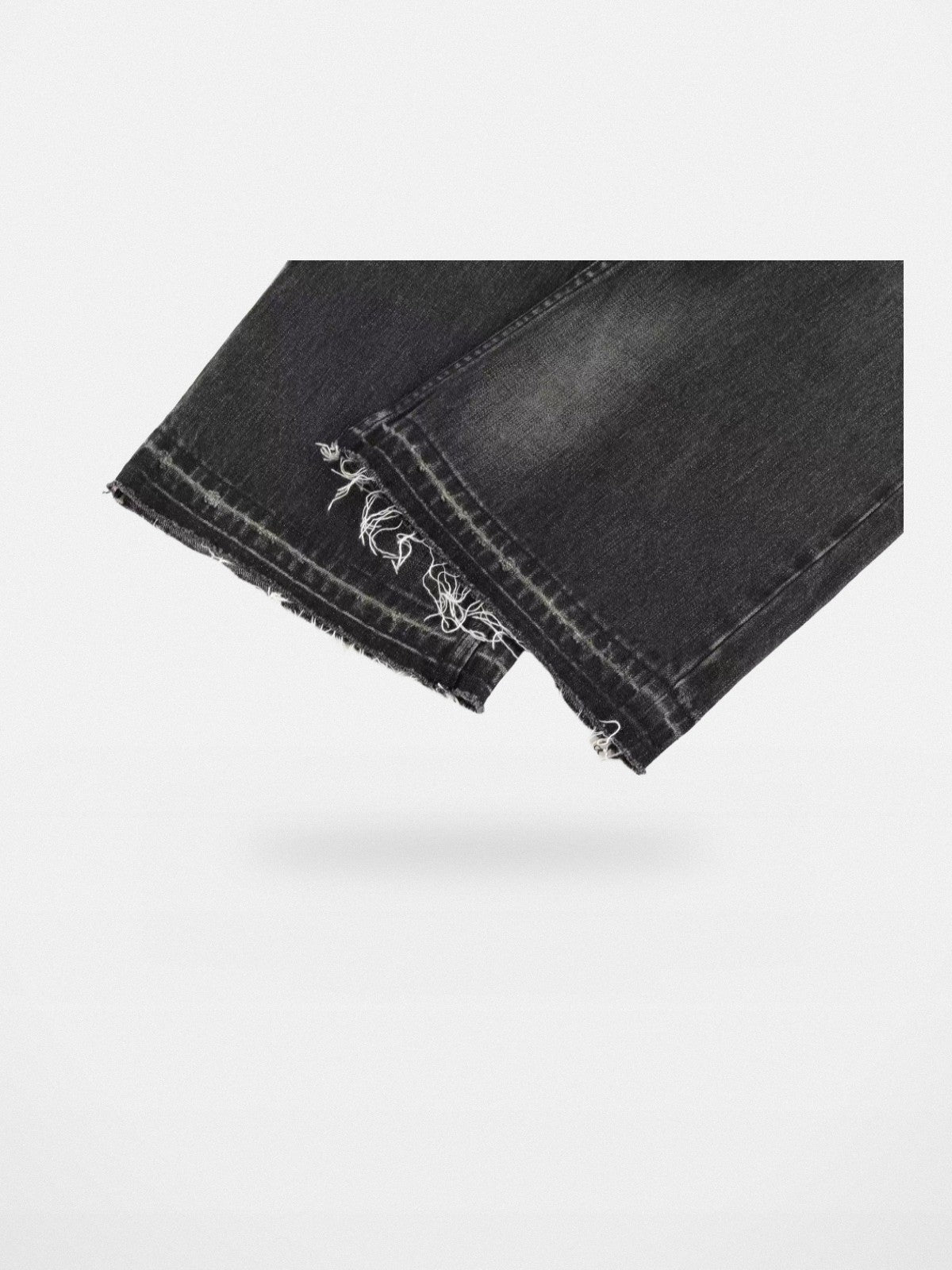 AFterTaste Distressed Fringed Selvedge Jeans in Yellow - Detail