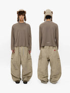 MASONPRINCE Lightweight Cotton Long Sleeve Tee in Beige - On Model