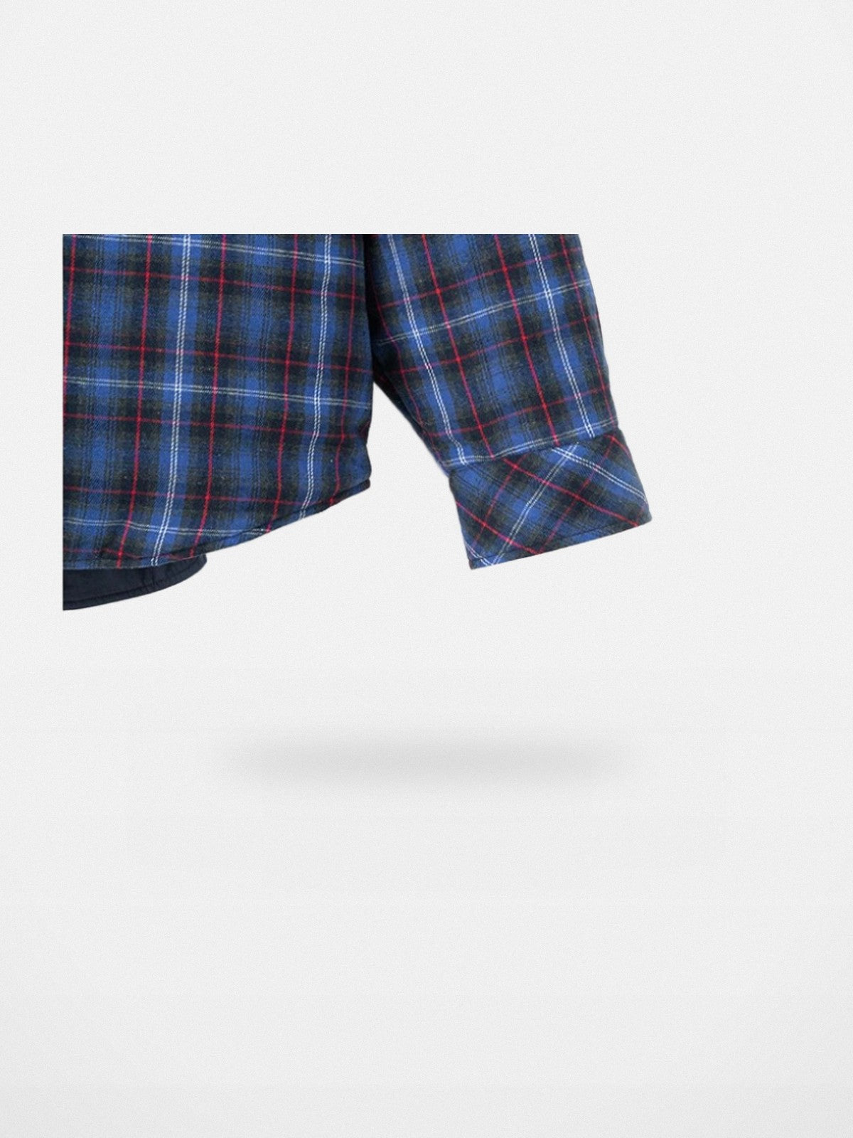 Acsense Studio Reversible Padded Plaid Shirt Jacket in Blue - Detail