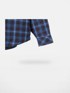 Acsense Studio Reversible Padded Plaid Shirt Jacket in Blue - Detail