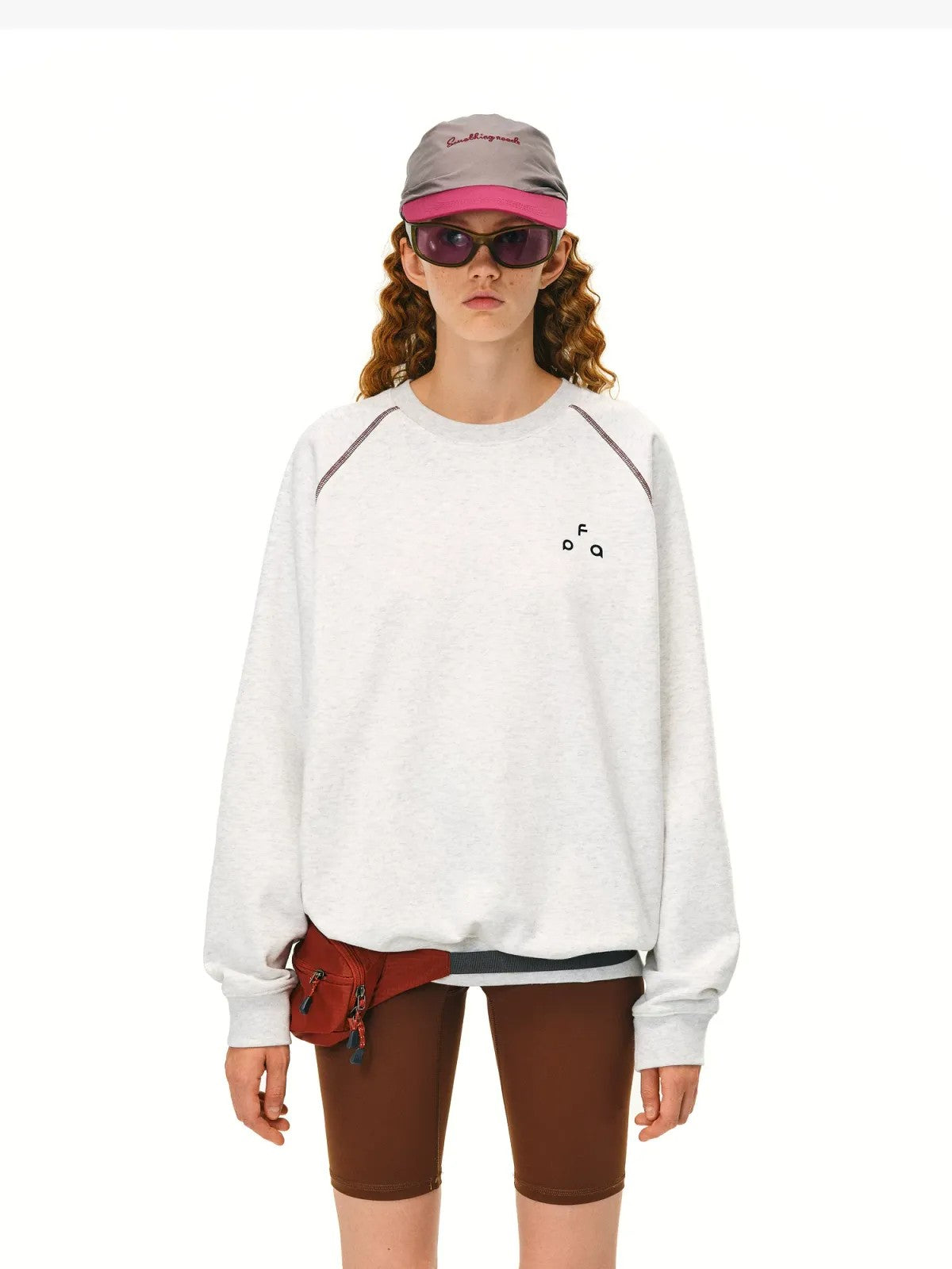 FPA Heavyweight Raglan Crewneck in Gray - On Model