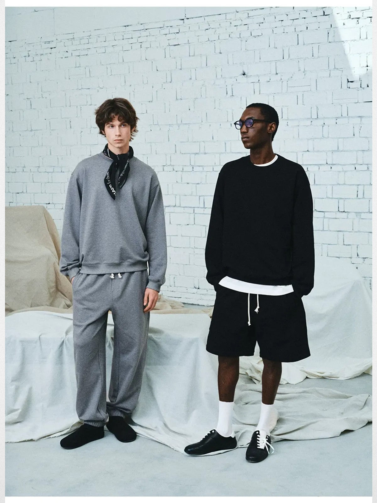 NANS Oversized Pima Cotton Sweatshirt in Gray - On Model