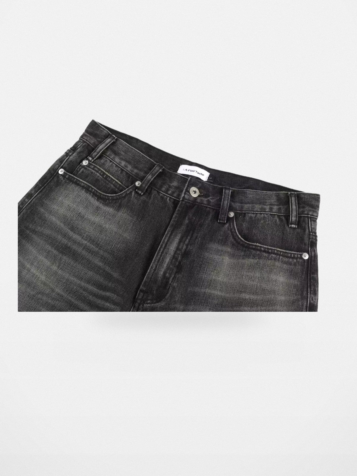 AFterTaste Distressed Fringed Selvedge Jeans in Yellow - Detail