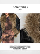 Amee Faux Fur Trimmed PU Jacket in Black - On Model