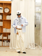 Retro 21 Bamboo Rayon Drop Shoulder Shirt in Sky Blue - On Model