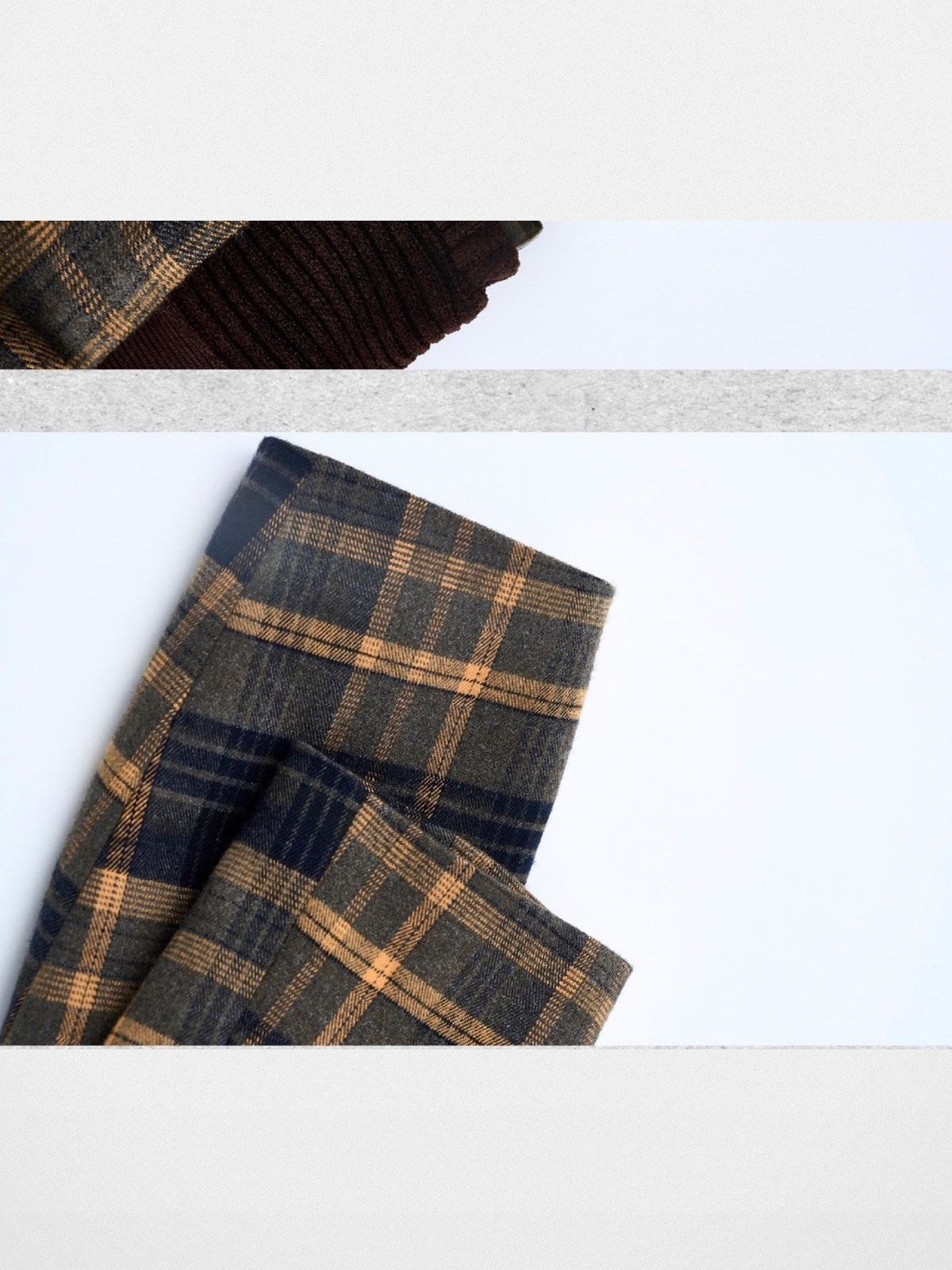 Amee Vintage Plaid Cropped Jacket in Brown - Detail