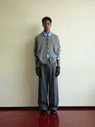 NANS Merino Wool Cashmere Cardigan in Gray - On Model