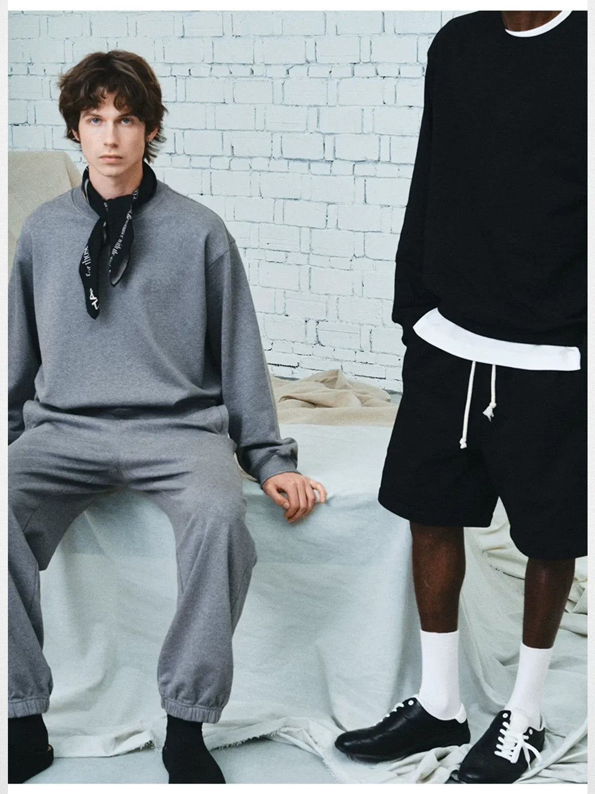 NANS Oversized Pima Cotton Sweatshirt in Gray - On Model