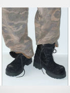 MASONPRINCE Washed Suede Platform Boots in Black - On Model