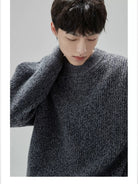 NANS Heavyweight Oversized Merino Crewneck in Gray - On Model