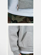SWFI Far East 600g Heavyweight Cotton Zip Hoodie in Gray - Detail