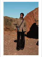 NANS Textured Twill Down Puffer in Brown - Lifestyle