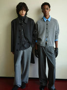 NANS Merino Wool Cashmere Cardigan in Gray - On Model