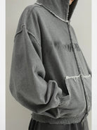 MASONPRINCE Heavyweight Graffiti Zip Hoodie in Gray - On Model