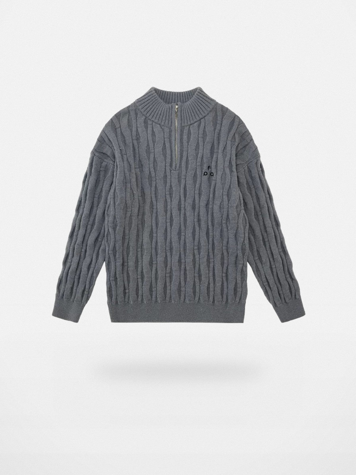 FPA Half Zip Cable Knit Pullover in Gray