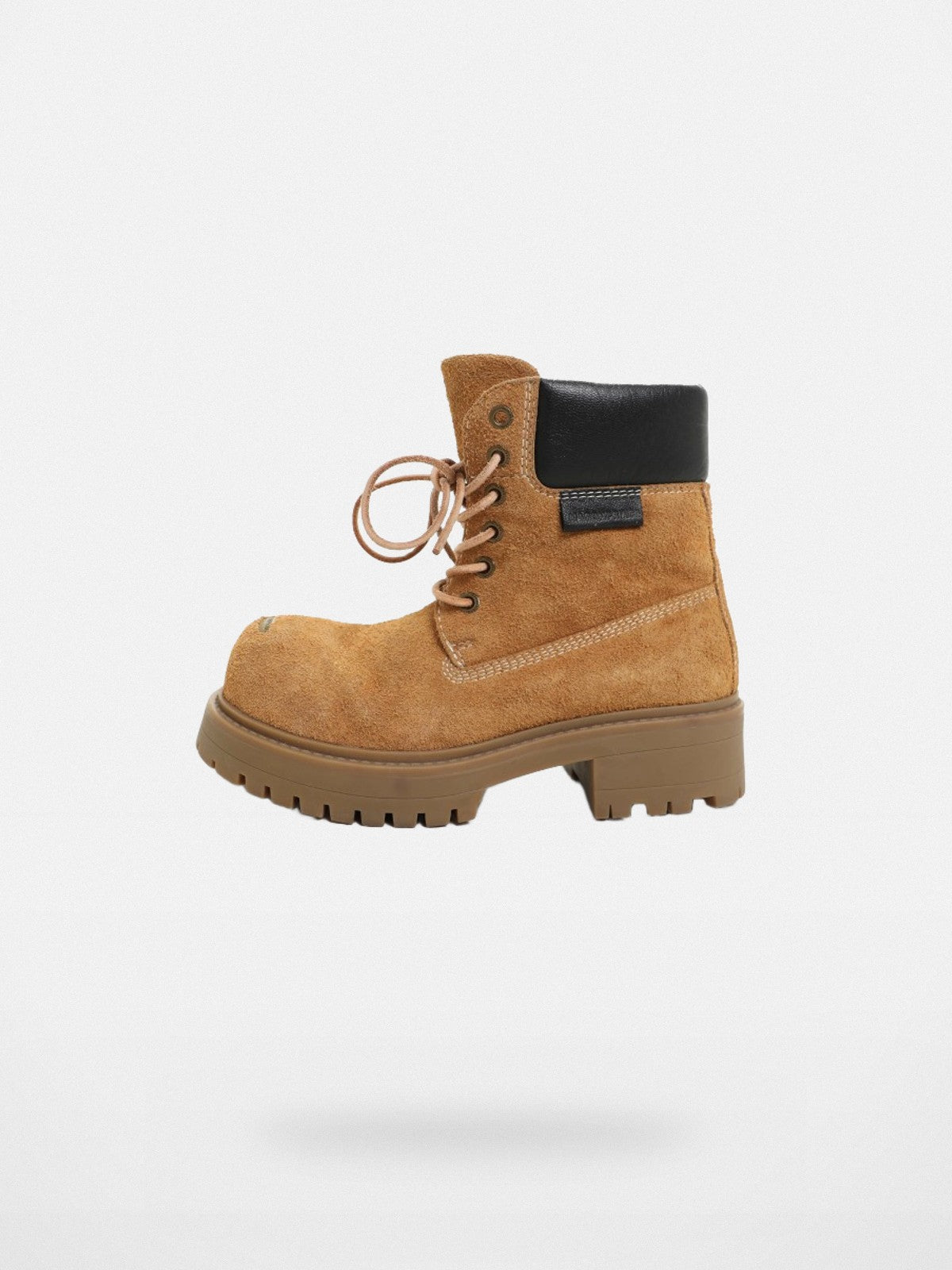 MASONPRINCE Washed Suede Platform Boots in Beige