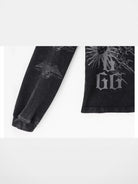 ACSENSE STUDIO Acid Wash Graphic Long Sleeve T Shirt in Gray - Detail