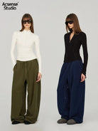 ACSENSE STUDIO High Neck Half Zip Top in White - On Model