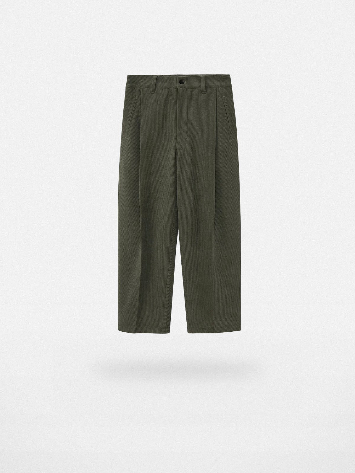 NANS Pleated Corduroy Cropped Trousers in Green