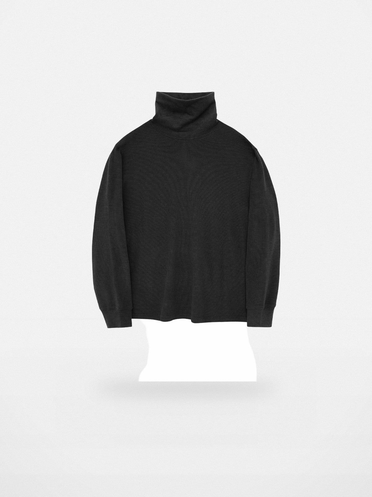 NANS Textured Slouchy Neck T Shirt in Black