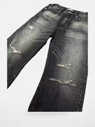 AFterTaste Distressed Fringed Selvedge Jeans in Yellow - Detail