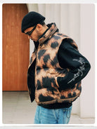 SWFI Far East Leopard Print Padded Vest in Brown - On Model