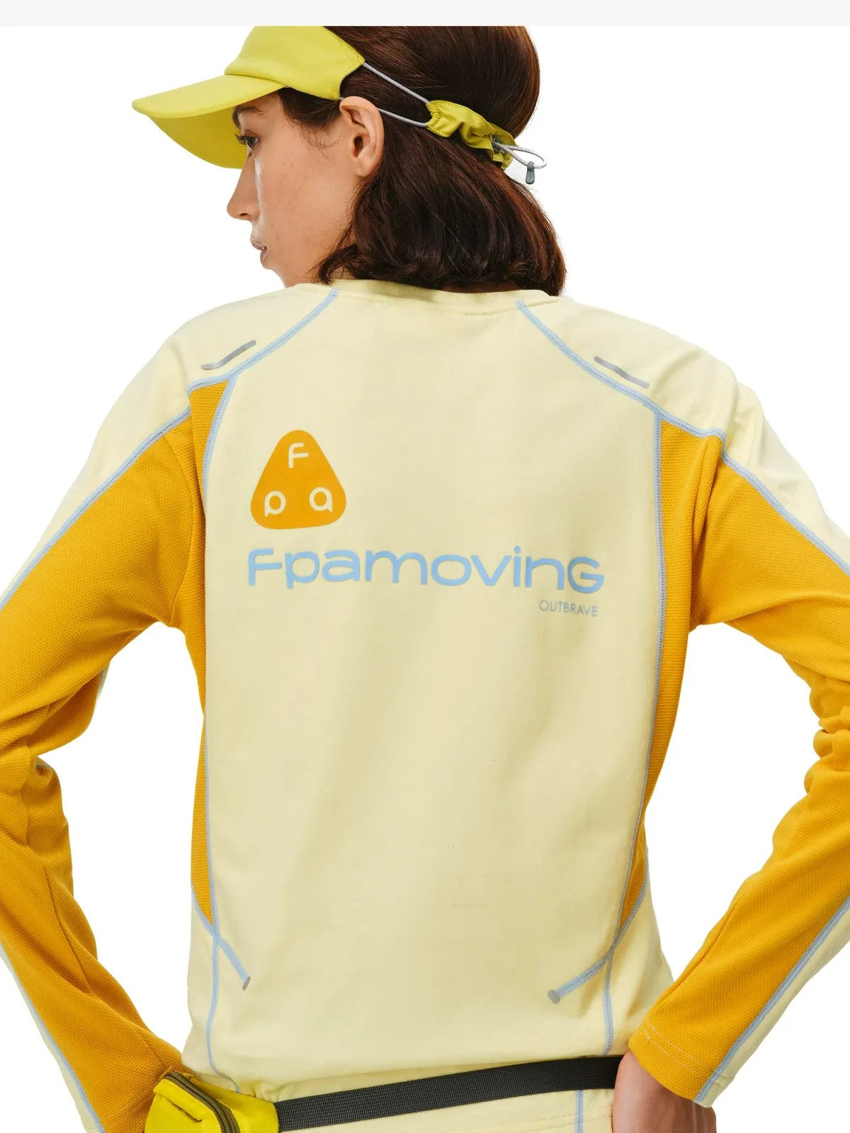 FPA Panelled Color Block Long Sleeve Tee in Yellow - On Model