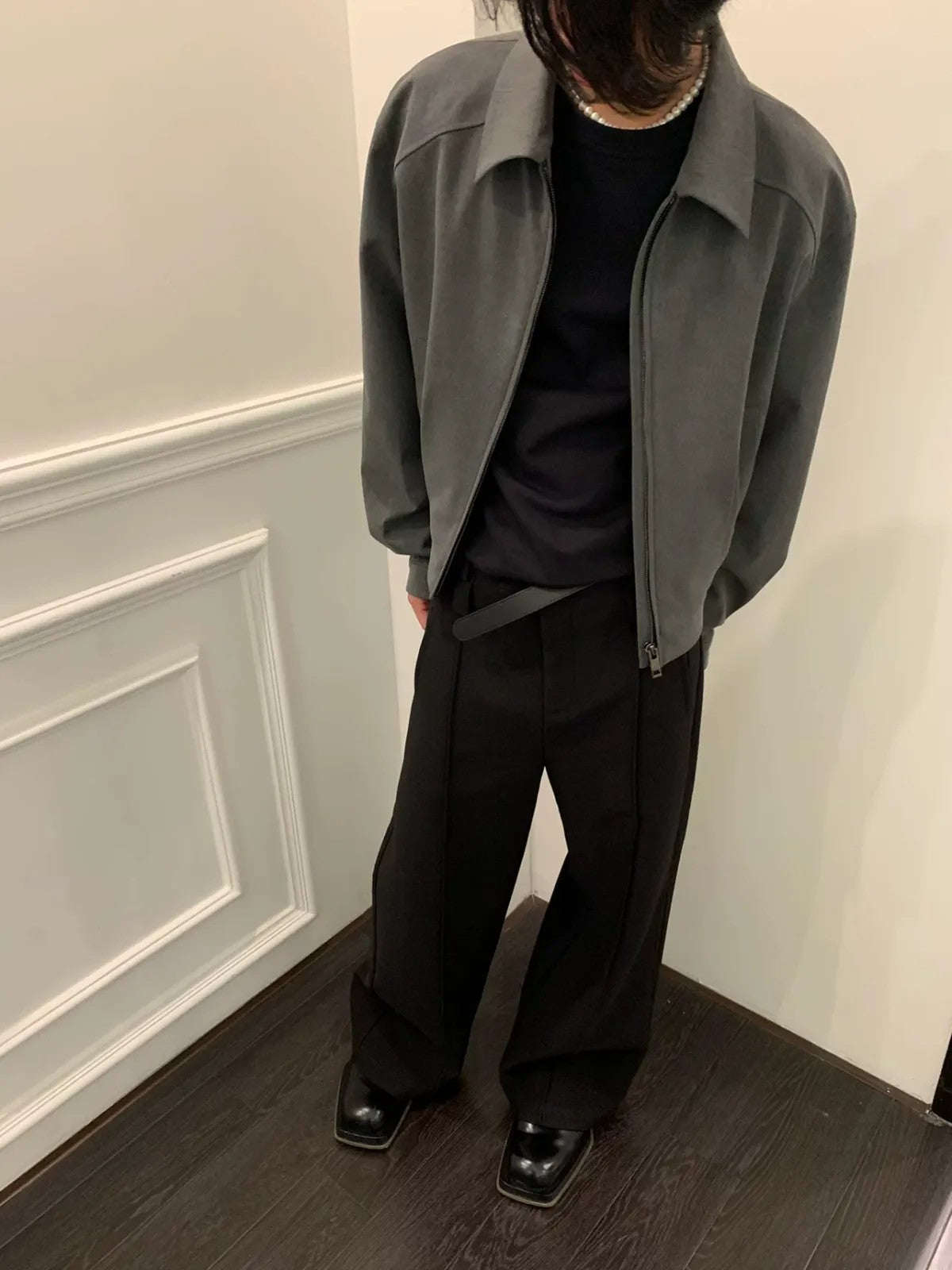 AFterTaste Cropped Anti Wrinkle Zip Jacket in Olive - On Model