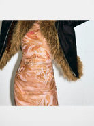 Amee Faux Fur Trimmed PU Jacket in Black - On Model