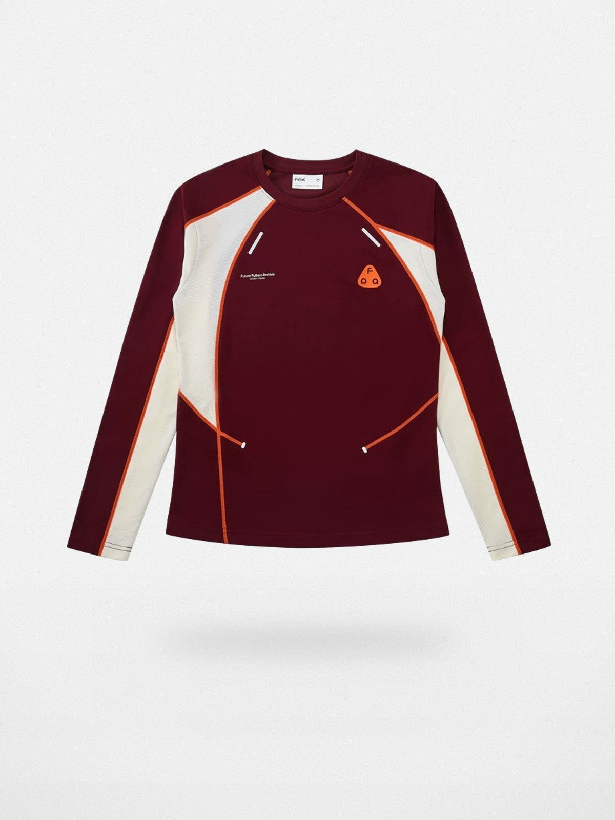 FPA Panelled Color Block Long Sleeve Tee in Burgundy