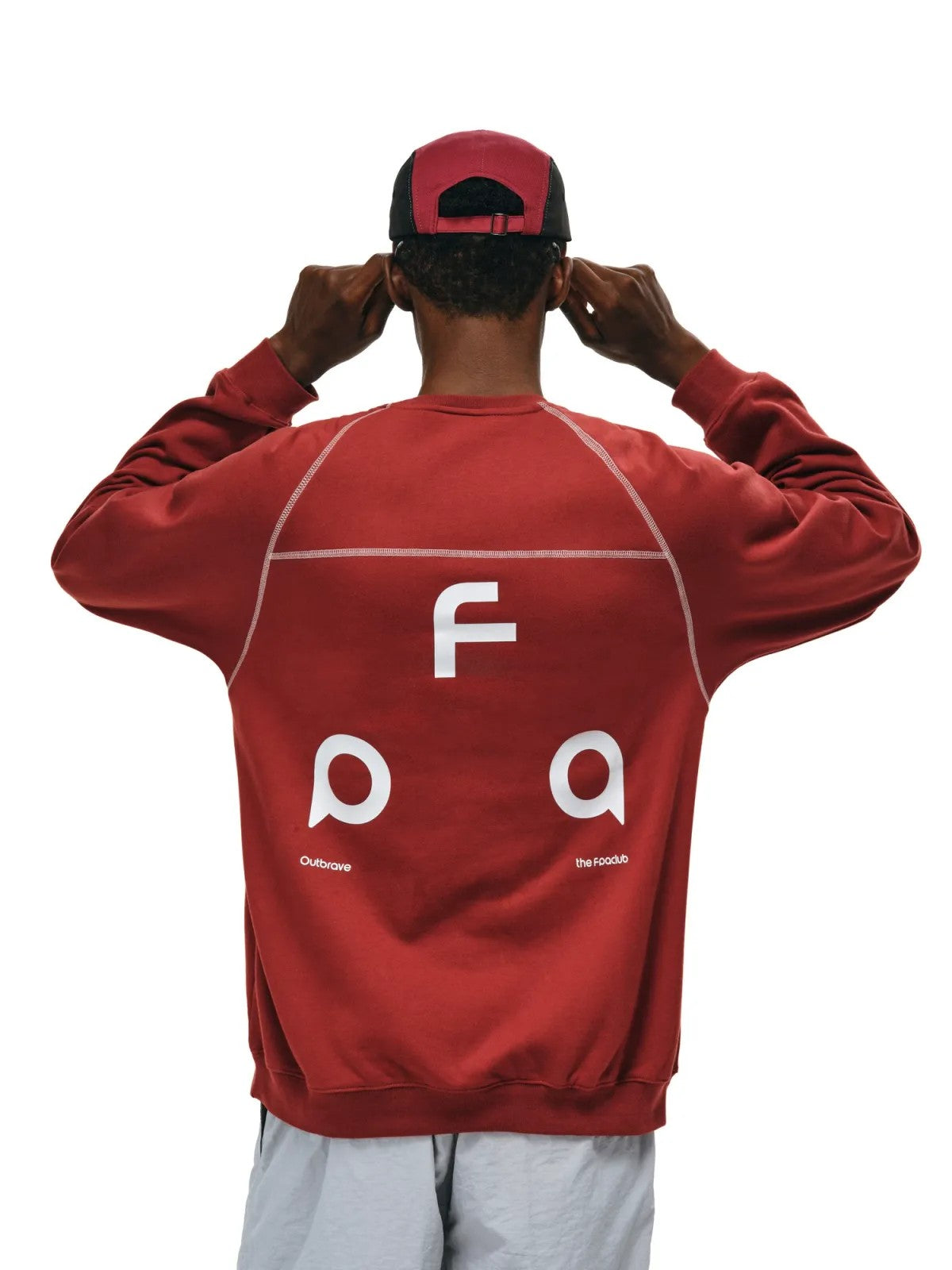 FPA Heavyweight Raglan Crewneck in Burgundy - On Model