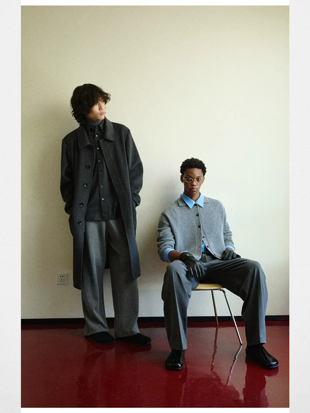 NANS Merino Wool Cashmere Cardigan in Gray - Lifestyle