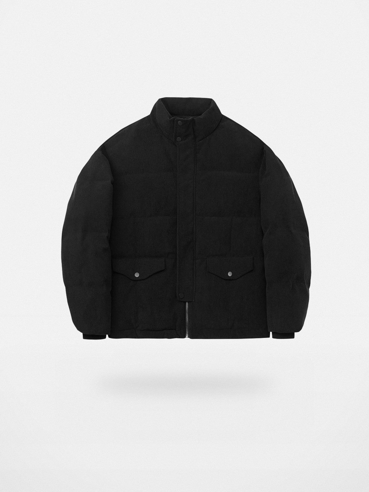 NANS Corduroy Down Puffer Jacket in Black
