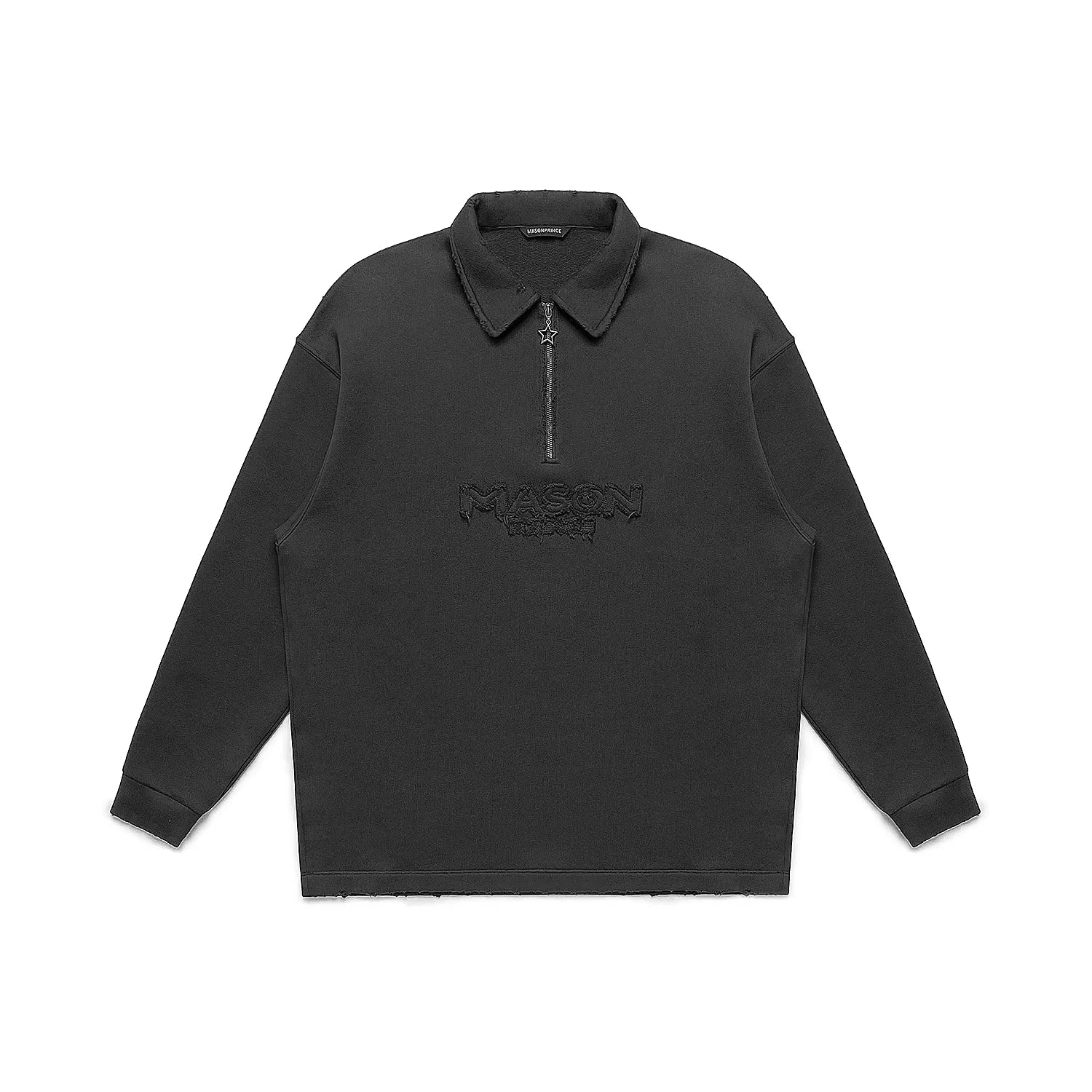 MASONPRINCE Men's Terry Knit Half-Zip Polo Sweatshirt