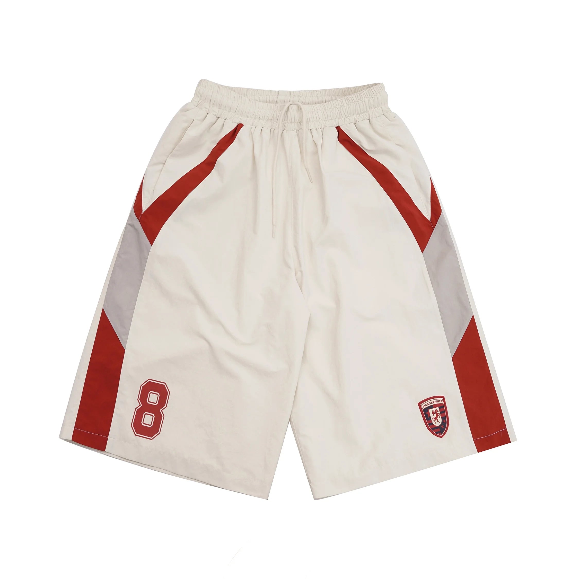 MASONPRINCE Men's Elastic Waist Cropped Athletic Shorts with Number 8 Patch