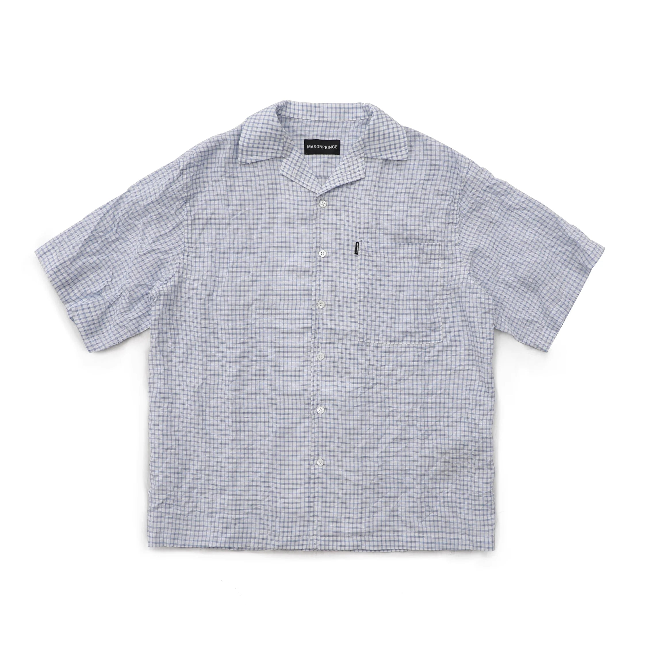 MASONPRINCE Linen Tencel Crinkle Short Sleeve Vacation Shirt