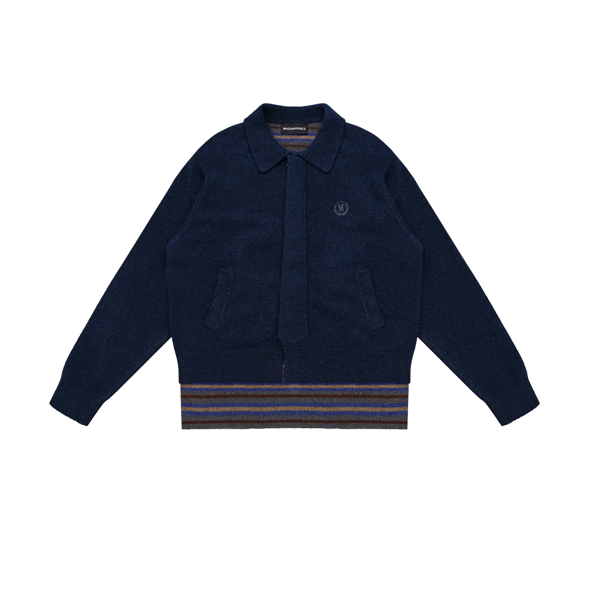 MASONPRINCE Men's Two-in-One Colorblock Knit Polo Sweater