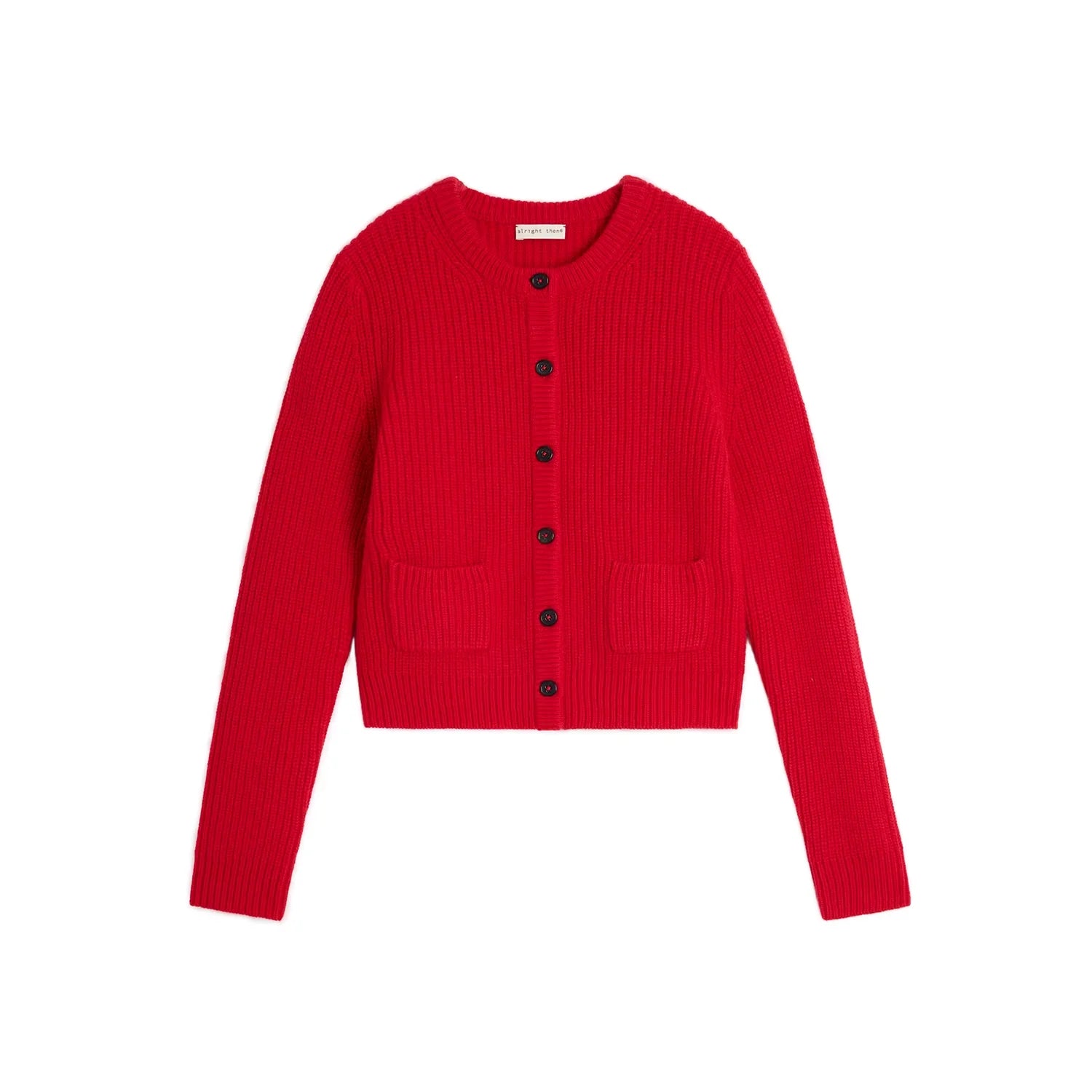 alright then Women's Wool Slim Fit Button-Up Cardigan Sweater