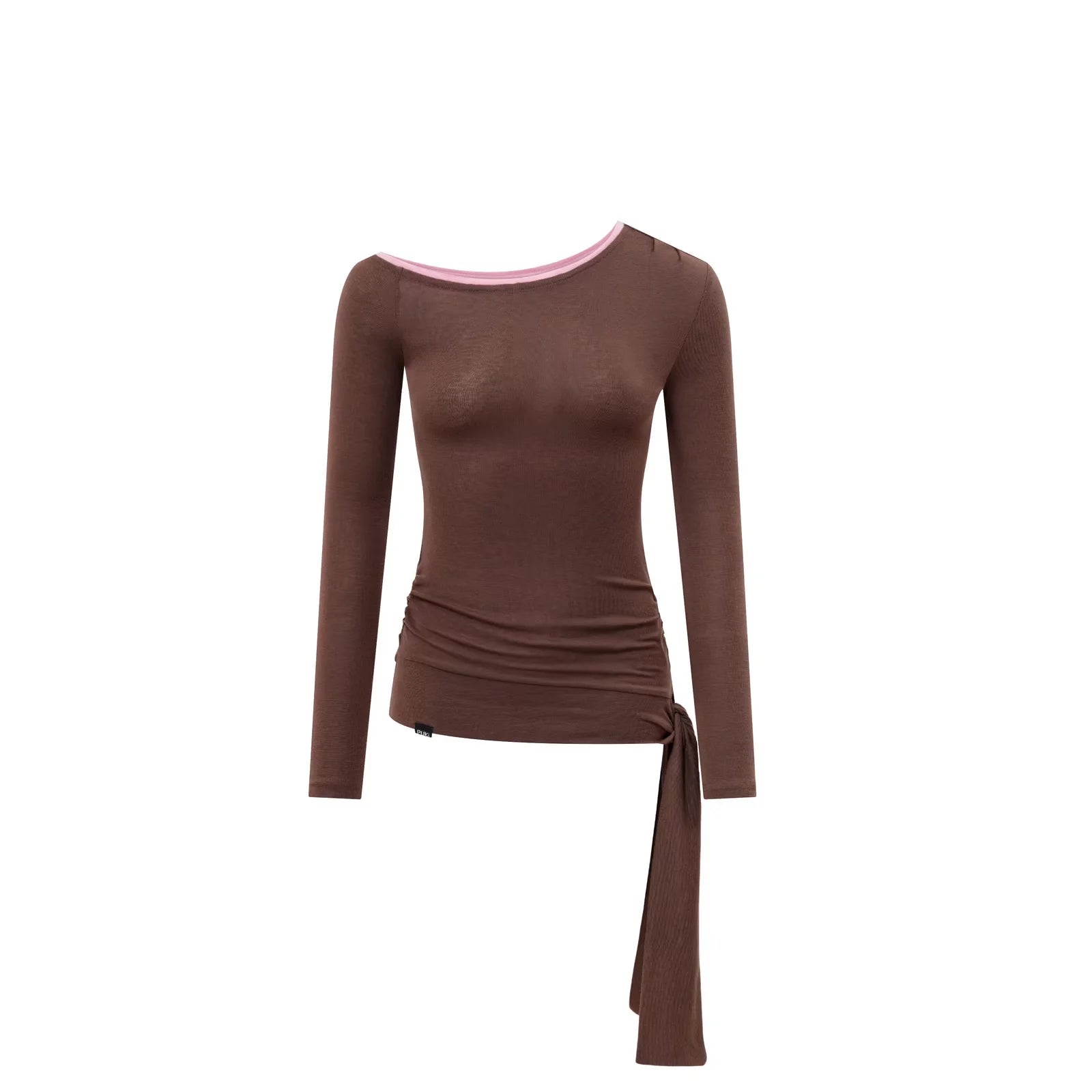 PUKI Merino Wool Lyocell One-Shoulder Draped Ruched Top