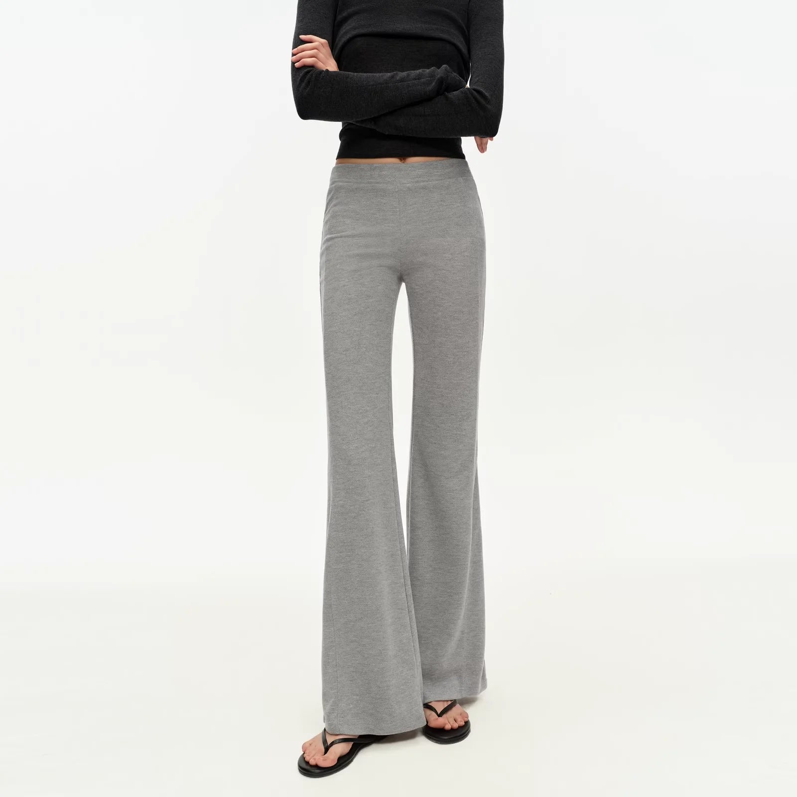 PUKI High-Waisted Flared Wide-Leg Pants Set