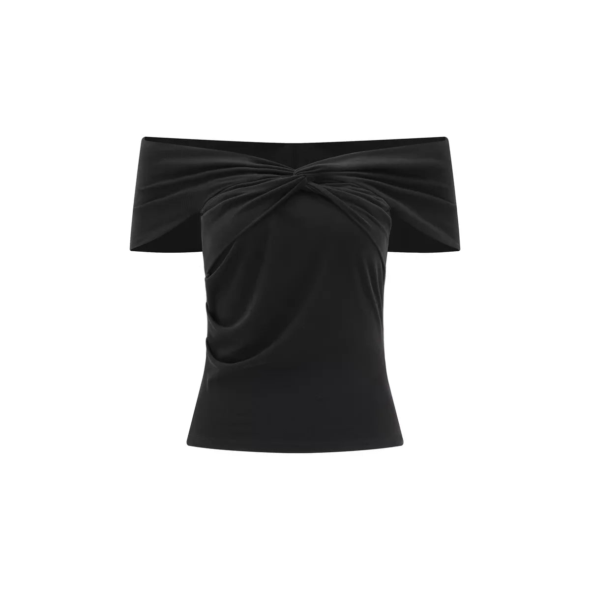 PUKI Off-Shoulder Twist Front Fitted Top